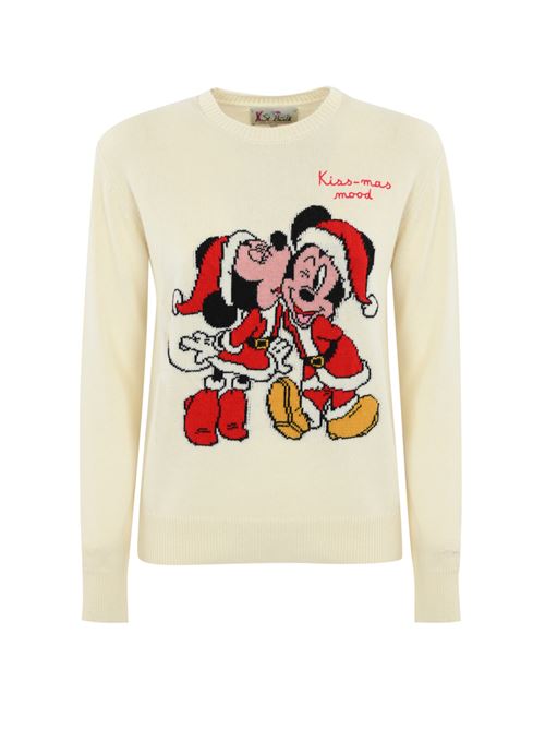 Maglione New Queen Kiss-mas mood in misto lana panna Mc2 Saint Barth | NEW QUEEN02046G KISSMASS MOOD 10 EMB